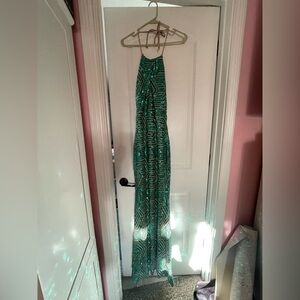 Floor length sequin strapless dress